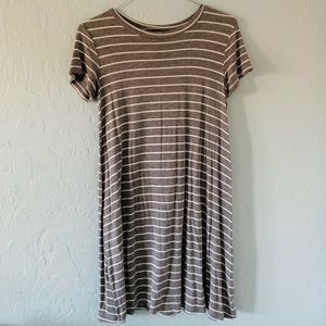 Gray And White Striped T-Shirt Dress. All Seasons!